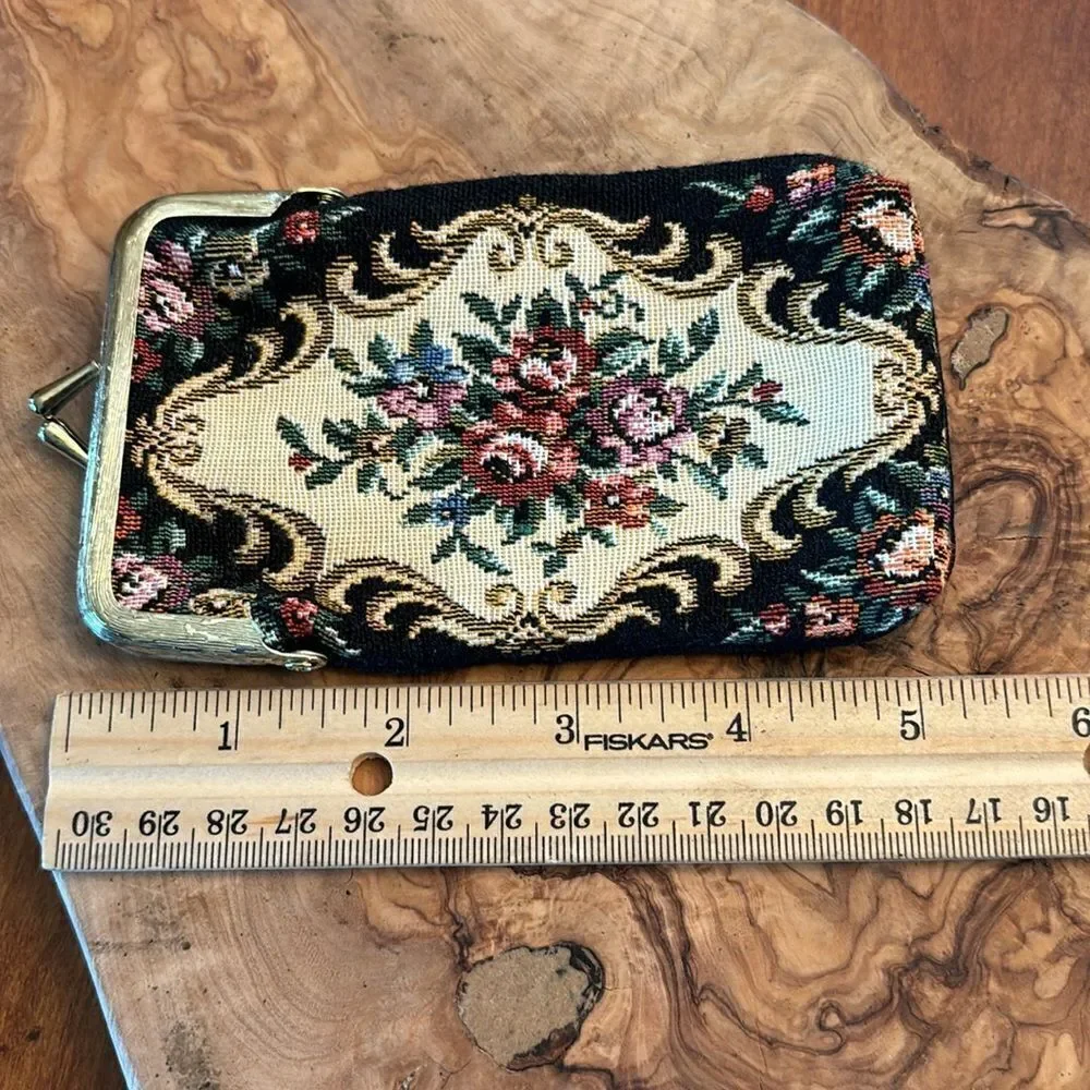 Vintage Tapestry Petit Point Kiss Lock Case